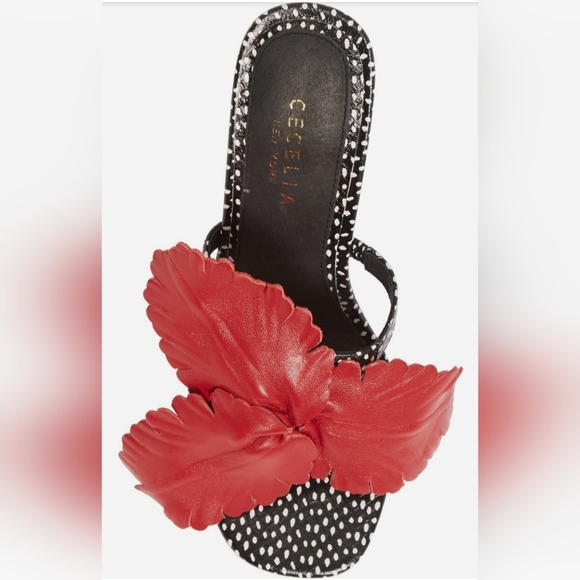Cecelia New York, 🌺 Hibiscus II, Slide Sandal, Black/White/Red, Size 7.5 - Picture 5 of 12